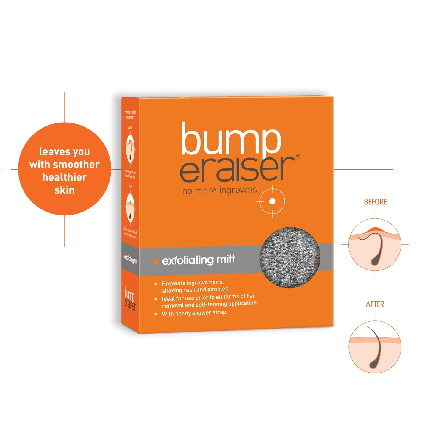 Bump eRaiser Exfoliating Mitt — Body Exfoliating Glove for Ingrown Hair Prevention, Razor Bumps & Self-Tan Prep | Italian Fibre with Shower Strap | Reusable, Vegan, Made in Australia