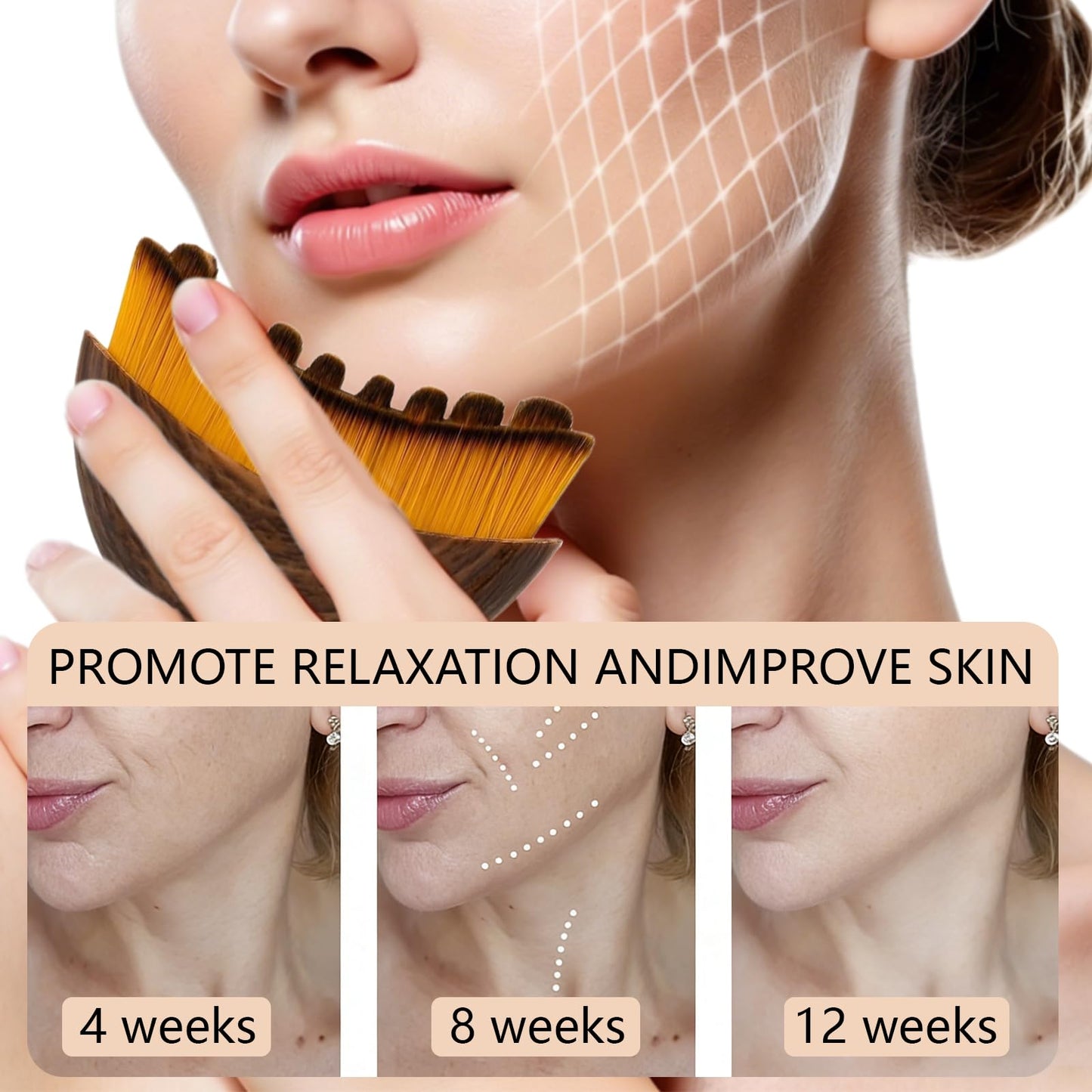 Lymphatic Contour Face Brush, Manual Facial Sculpting & Lymphatic Drainage Massager, Ergonomic Hypoallergenic Soft Bristles Brush for Anti-Puffiness, Detox & Lift, Improves Skin Glow & Absorption