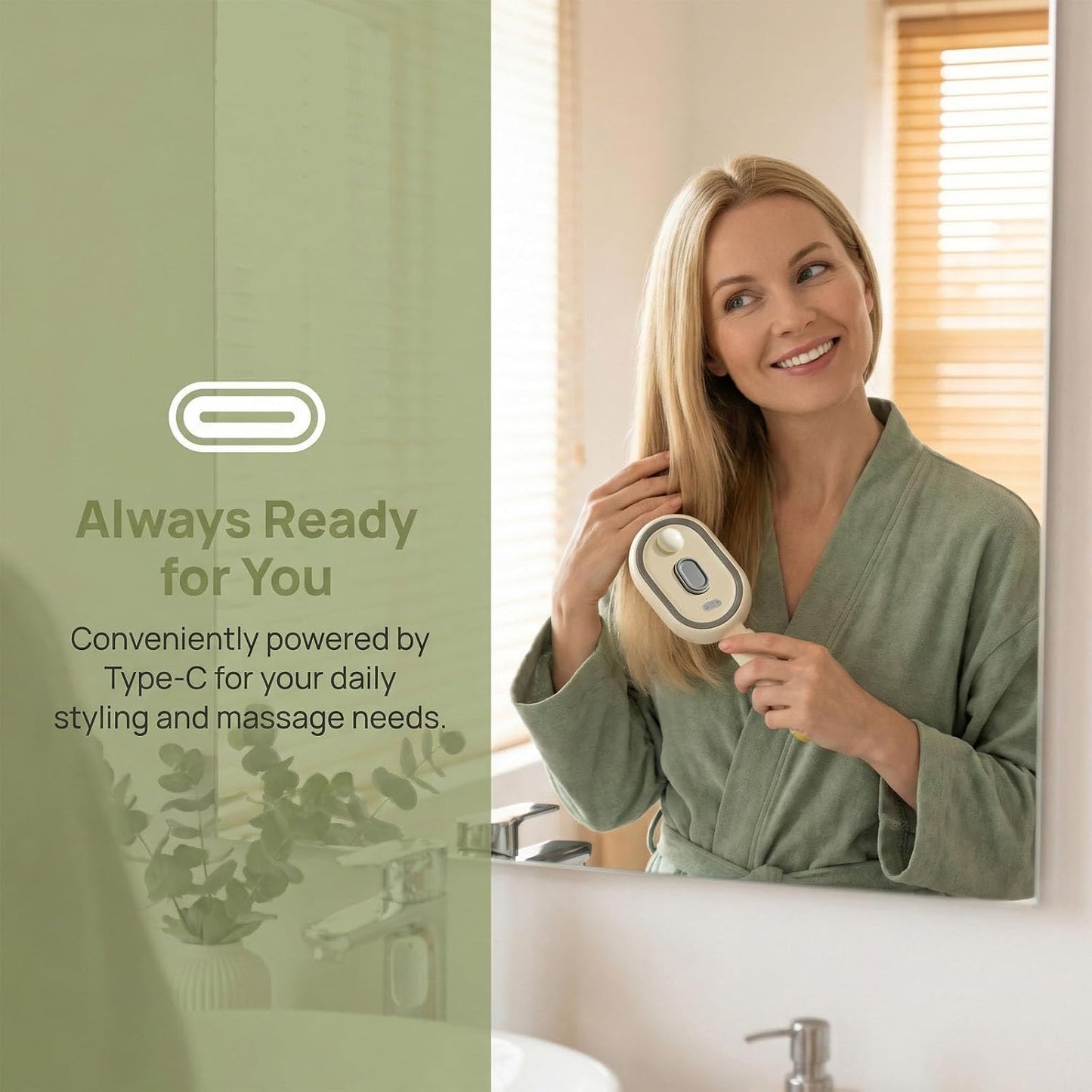 Electric Steam Brush - Rechargeable Hair Straightener & Detangler | Reduces Frizz, Nourishes Hair - Purple