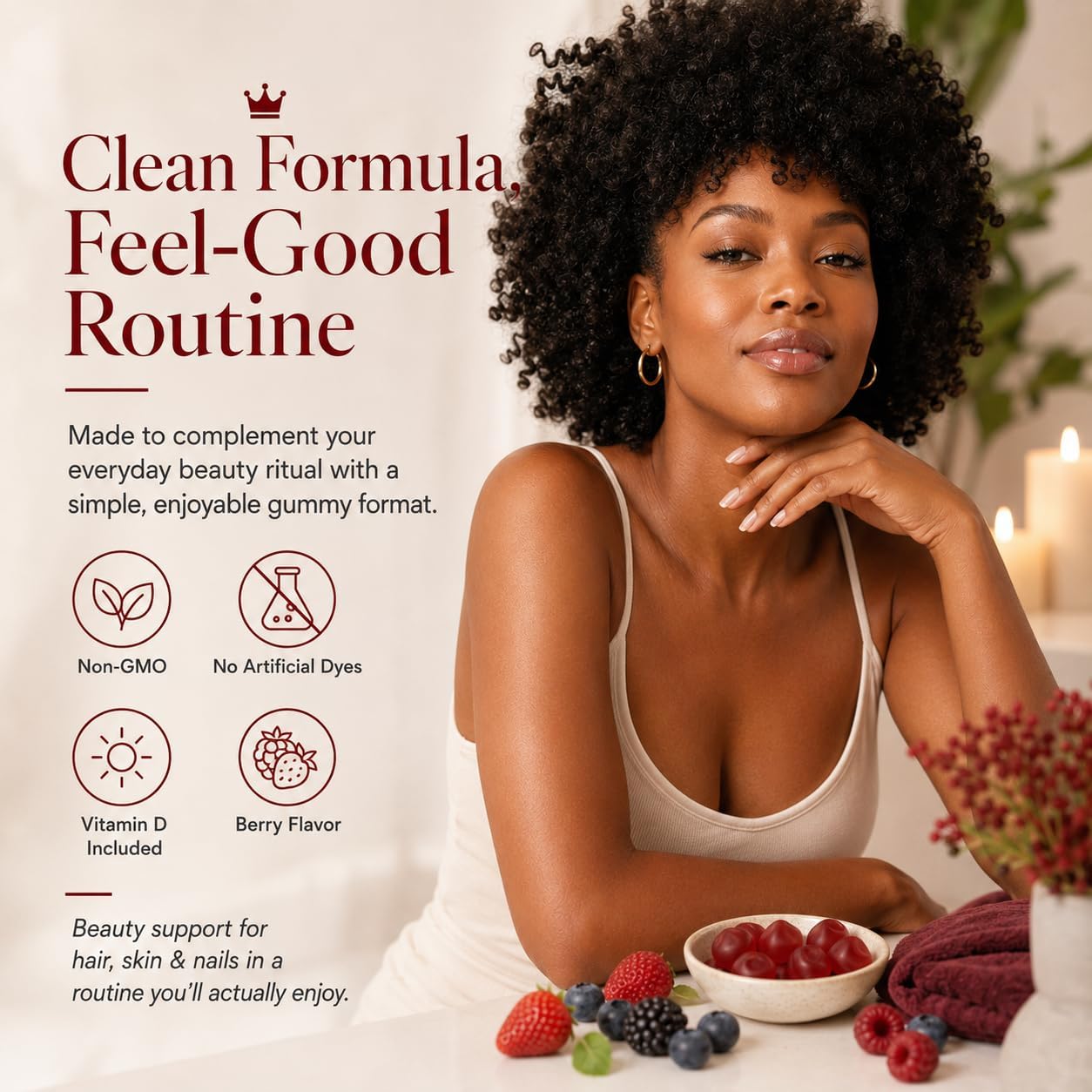 Hair Growth Gummies for Black Women - Biotin & Silica Complex (5000mcg) | Supports Hair, Skin & Nail Health, 60 Gummies