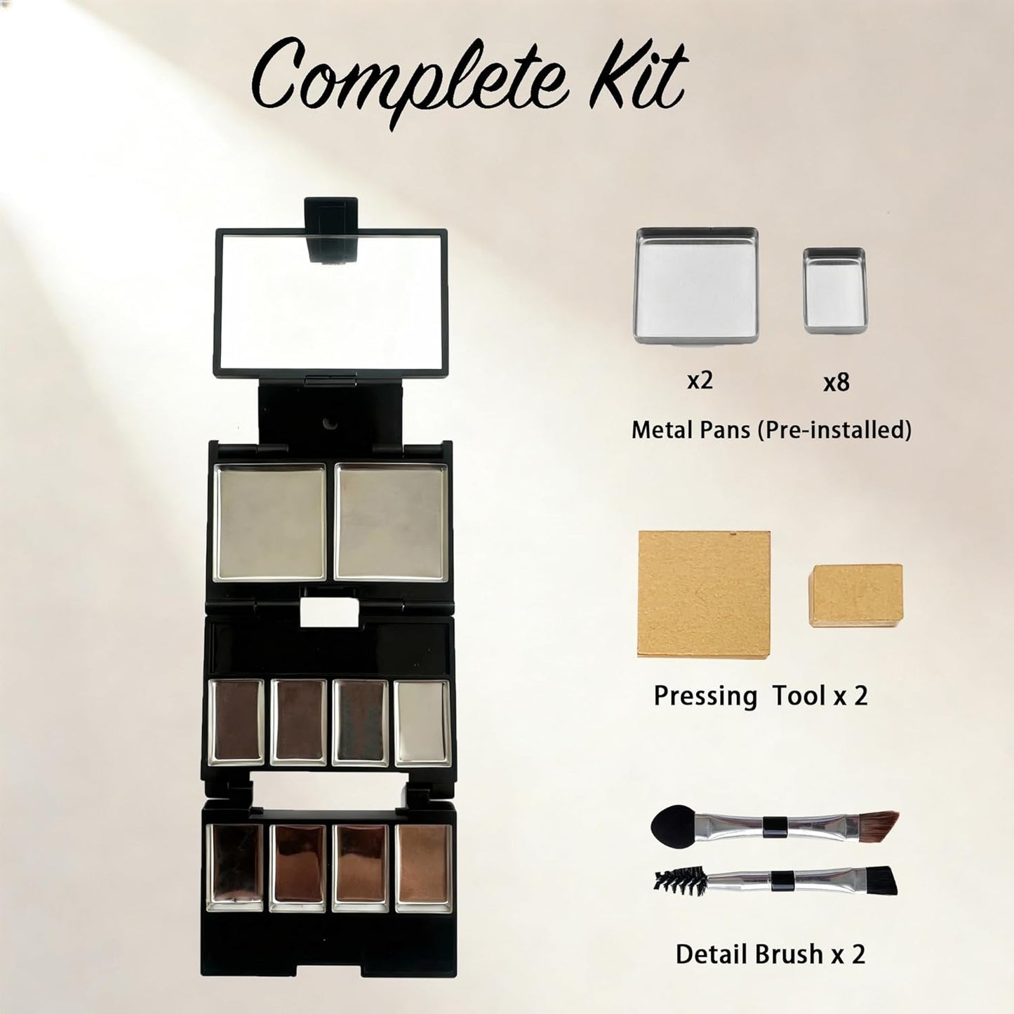 Mini Magnetic Makeup Palette - 2 Pack Travel Kit with Mirror | DIY Eyeshadow & Blush Case in Black & Pink
