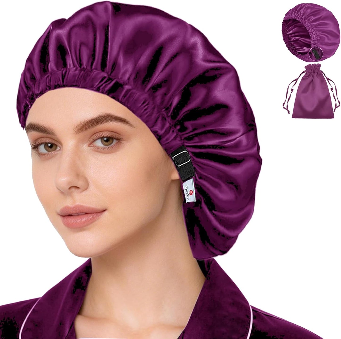 Silk Satin Bonnet Set - Soft Sleep Caps for Curly Hair | 2-Pack, Women's Night Bonnets
