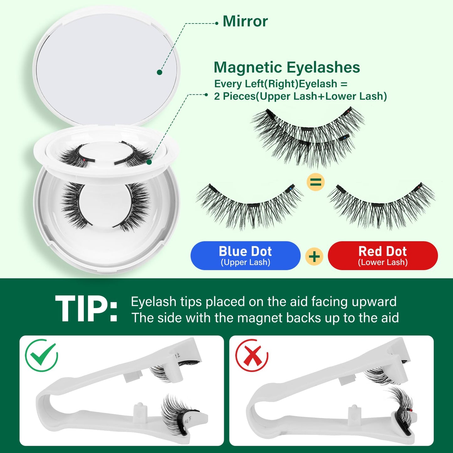 KEYYOU Daily Wear Reusable Magnetic Eyelashes 2 Pair with Applicator No Glue Needed 3D Natural Magnetic Lashes, Easy to Apply & Long Lasting for Daily Use & Events(A01+A01)