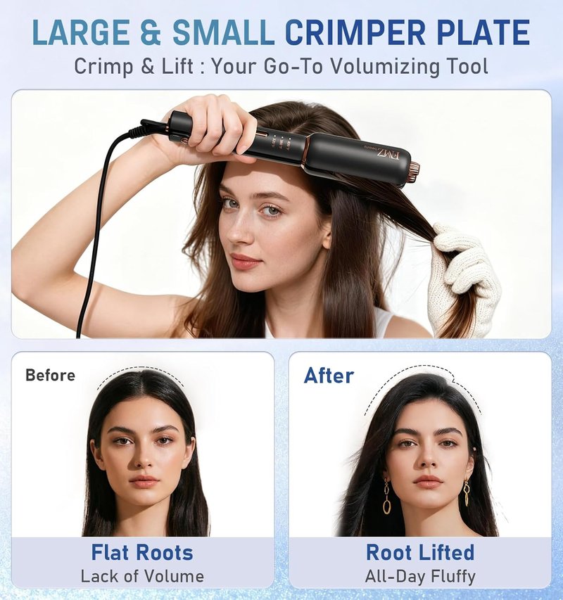 FMZ 4-in-1 Hair Straightener | Professional Ionic Flat Iron for Curling, Crimping & Straightening - Mini Portable Design for Travel