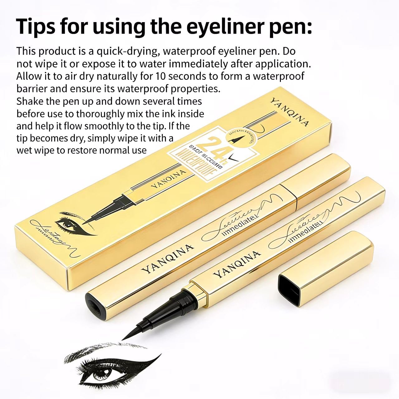 Waterproof Liquid Eyeliner - Smudge-Proof, Long-Lasting Makeup Pencil for Women | Black, Quick-Drying