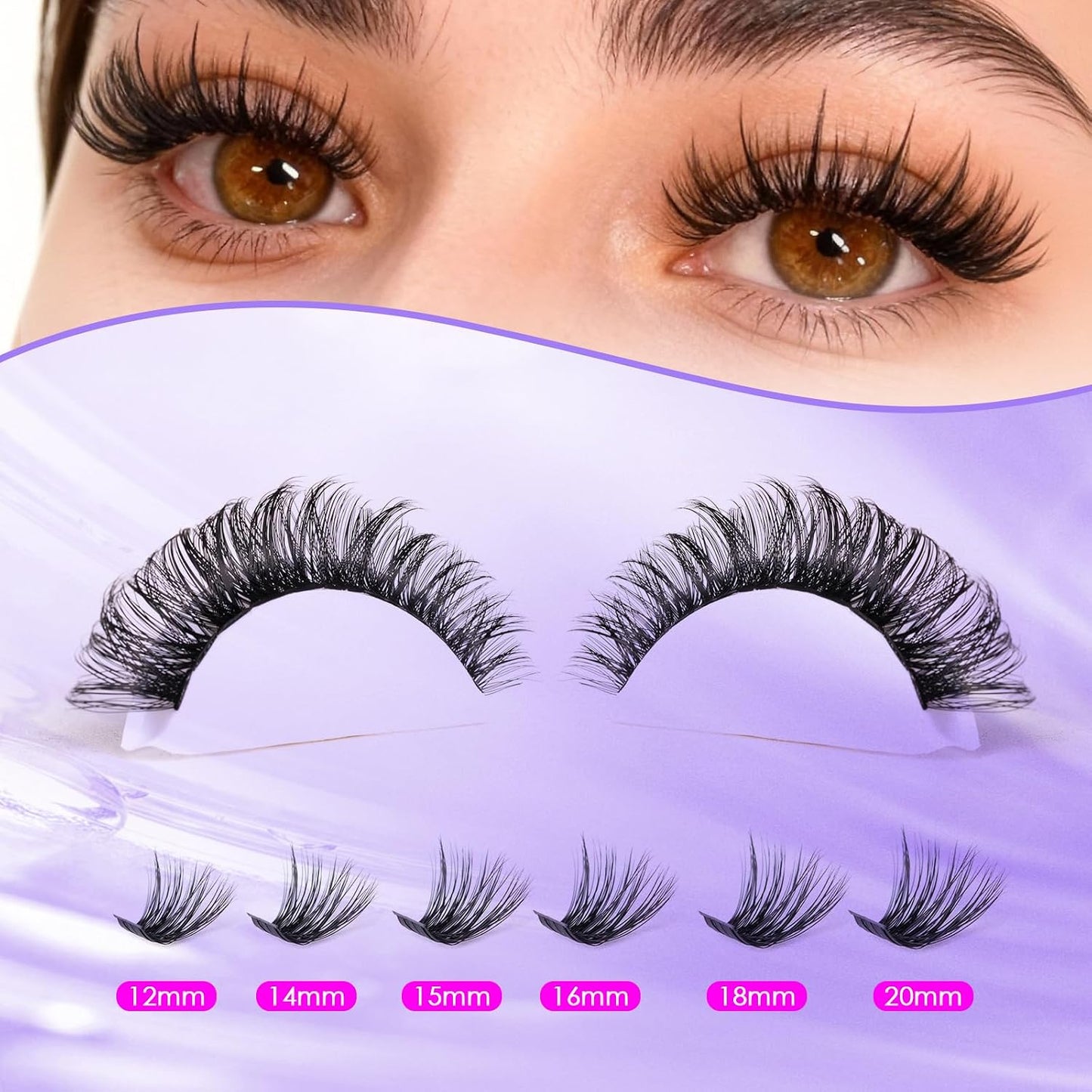 Ocean Pearl Lash Clusters - 320 Pcs 11-20mm Eyelash Extension Kit | 40D, 50D, 100D with Adhesive & Tweezers