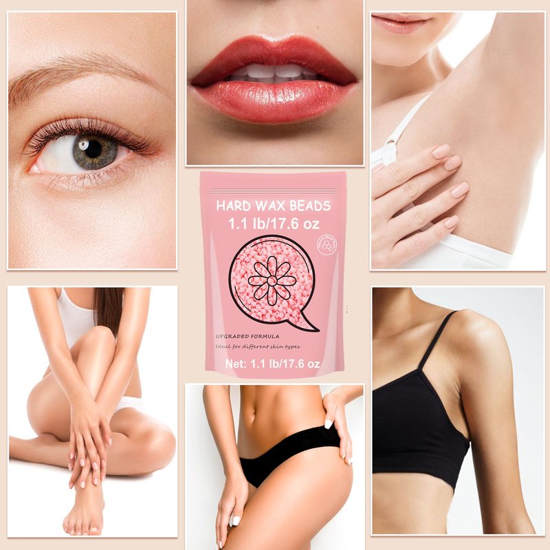 Bouvetan Hard Wax for Hair Removal, 1.1lb/17.6oz, Sensitive Skin wax Beads for Face, Legs, Armpit, Brazilian, Bikini and Full Body at Home, Natural and Gentle Waxing Beads (Rose)