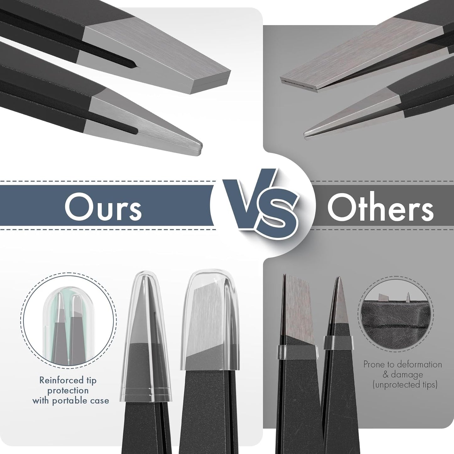 **Precision Eyebrow Tweezers Set - Slant & Point Tip Stainless Steel | 2-Pack for Men & Women**