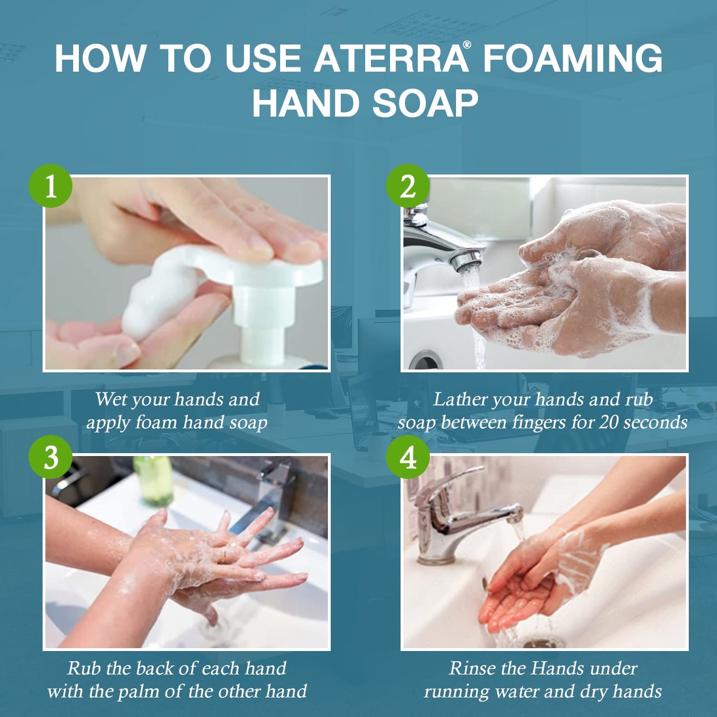 Aterra7 Foaming Hand Soap with Thick, Rich Lather 18 Fl Oz (Pack of 2)