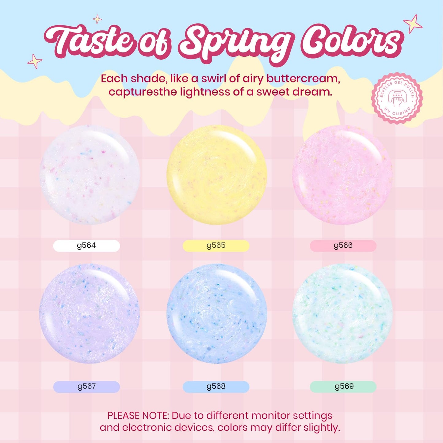 beetles Gel Polish Set, Pastel Whip 6 Colors Taste of Spring Macaron