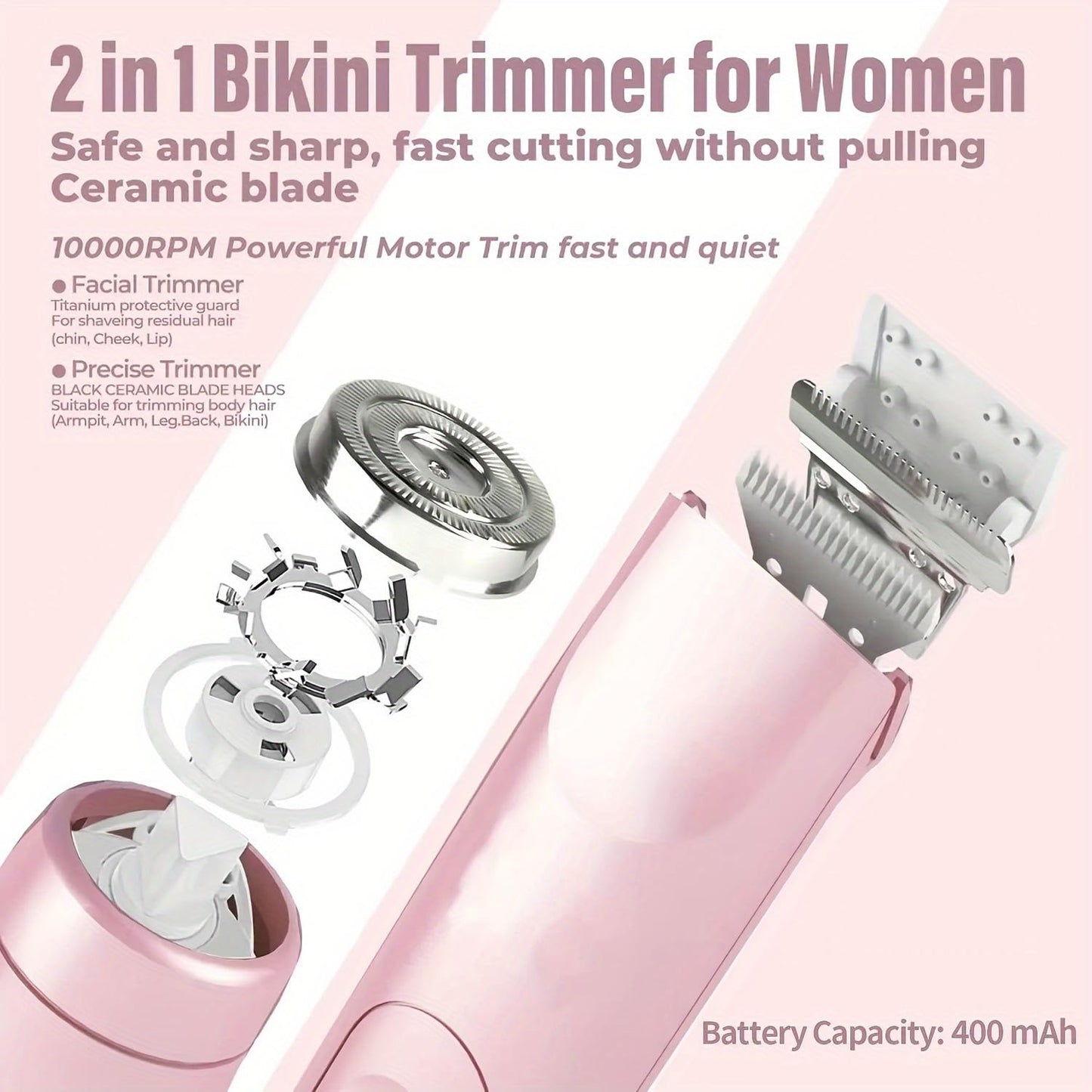 Dermave Bikini Shaver,2025 New 2 in 1 Wet and Dry Dermavel Trimmer 2.0,Ipx7 Waterproof Double Head Bikini Women's Iui Beauty Shaver(Purple)