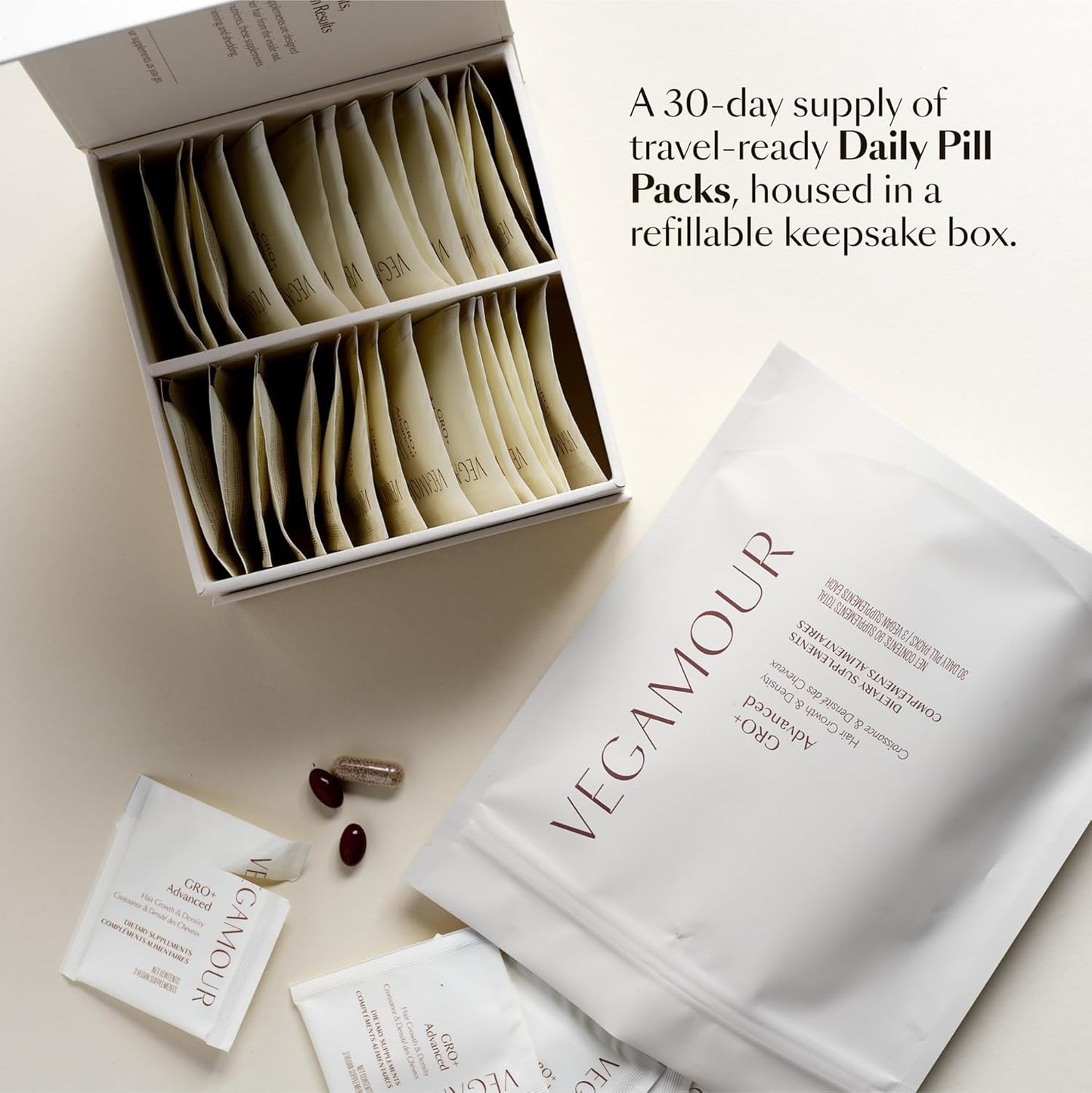 VEGAMOUR GRO+ Hair Growth Supplements - Advanced Density Formula for Thicker Hair