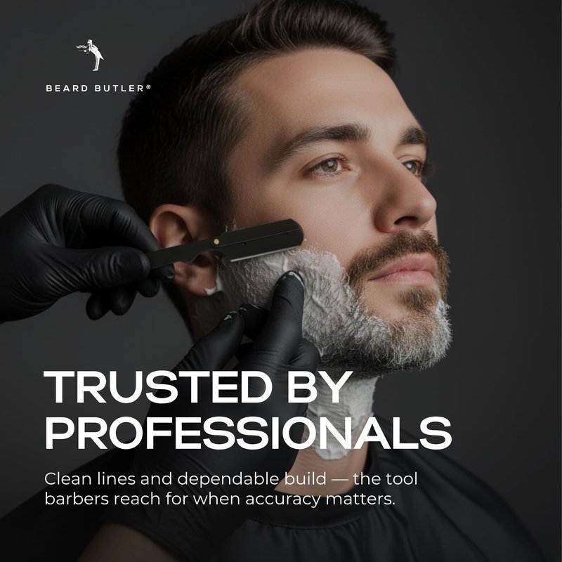 Beard Butler® 'The Original' Straight Razor for Men – Often Imitated, Never Matched – Professional Barber Razor Kit with 10 Replaceable Stainless Steel Blades – Beard Shaping Razor