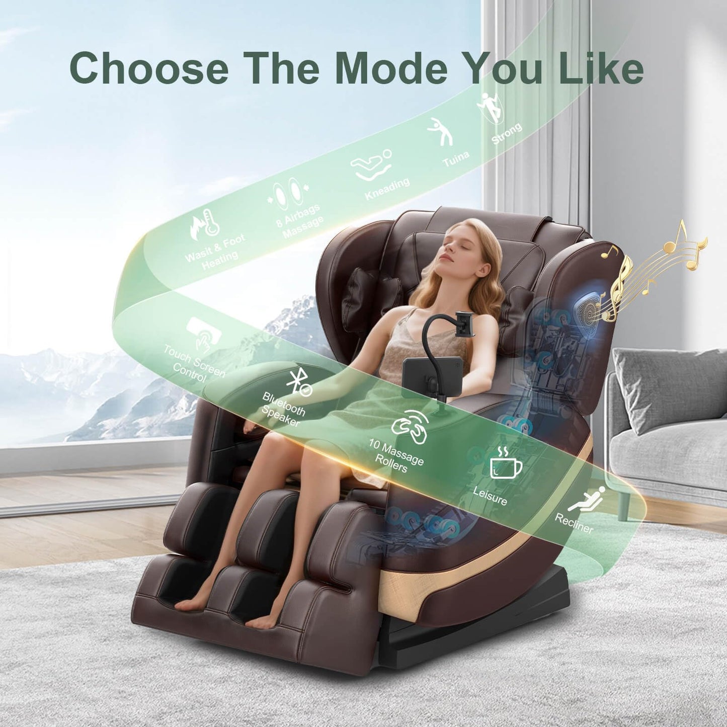 FURNIMAT 2026 Massage Chair Full Body, Zero Gravity Massage Chair with 10 Fix Rollers, Airbags, Heating, Foot Massage, Auto Modes, Bluetooth Speaker, Smart Screen Controller(Light Gray)
