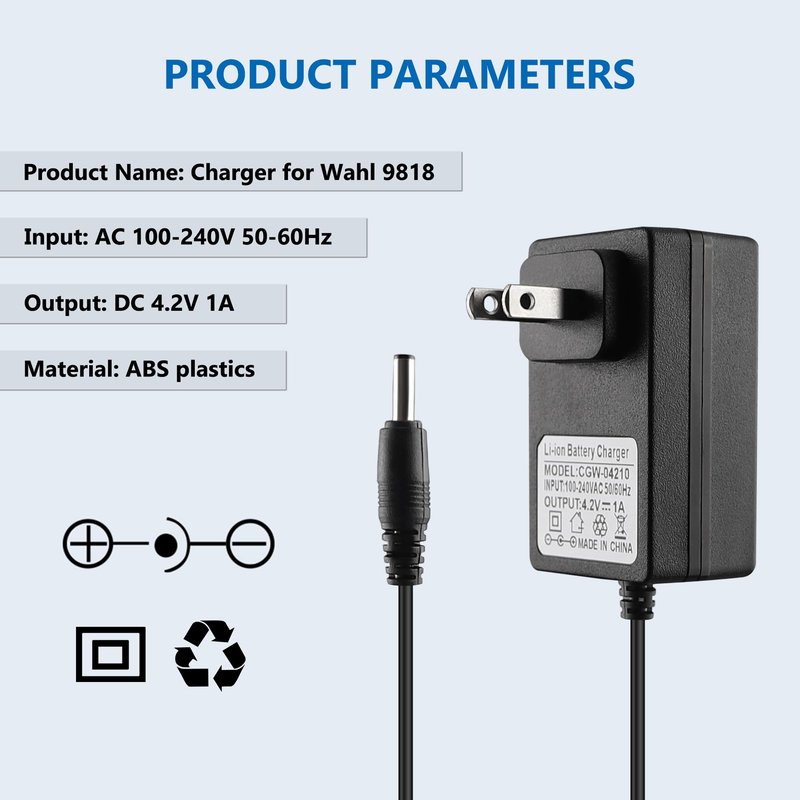 FNKTQL 4.2V Charger for Wahl Trimmer 9818 9818L 9888L 9916D 9918D Groomer Clipper 9854-600 9855 79600-2101 S004mu0400090, Replacement Wahl Shaver Trimmer Power Cord with Cleaning Brush