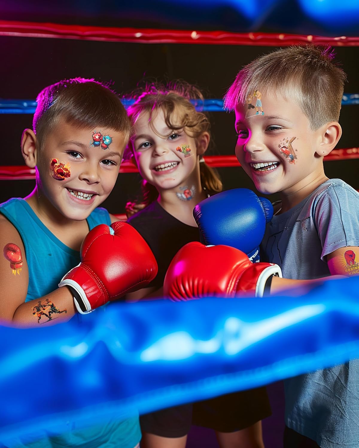 Boxing Tattoos Stickers - 165 Pcs Temporary Tattoos for Boxing Theme Parties | 18 Sheets of Glove Designs
