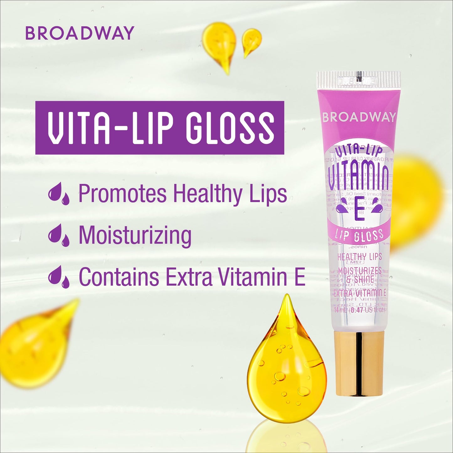 Ruby Kisses Broadway Vita-Lip Clear Lip Gloss (Vitamin E 48 Pack), Ultra-Hydrating & Soothing Formula with Multi-Vitamin Oils, High-Shine Non-Sticky Finish, Healing Lip Balm for Healthy Lips