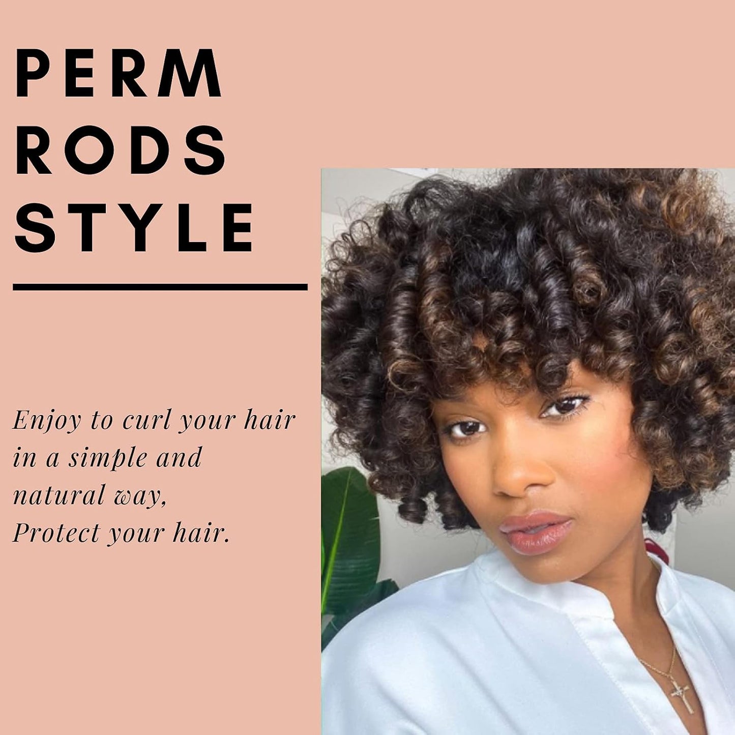 Large Perm Rods for Natural Hair Curling - Beige Styling Rollers for Long & Short Hair