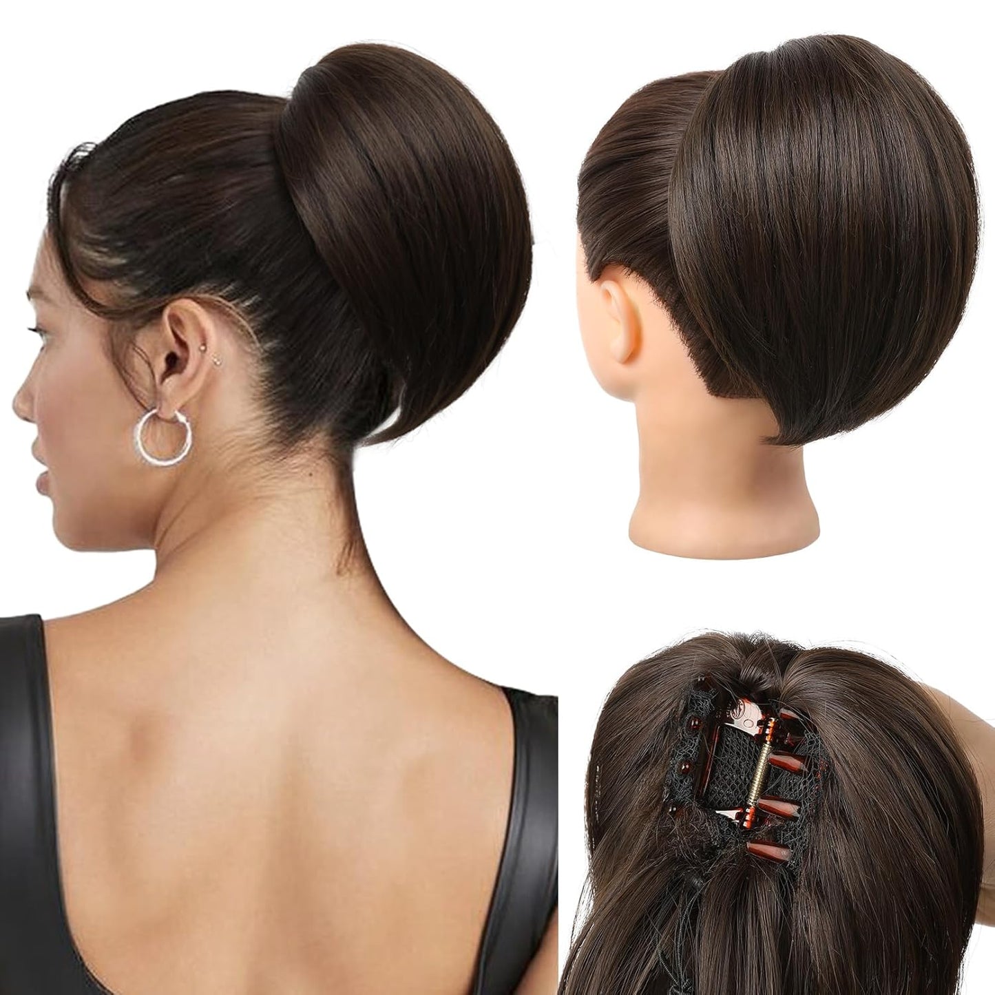 Ponytail Extension | 8" Short Mini Claw Clip Hairpiece - Soft Feather-Light Honey Blonde with Highlights