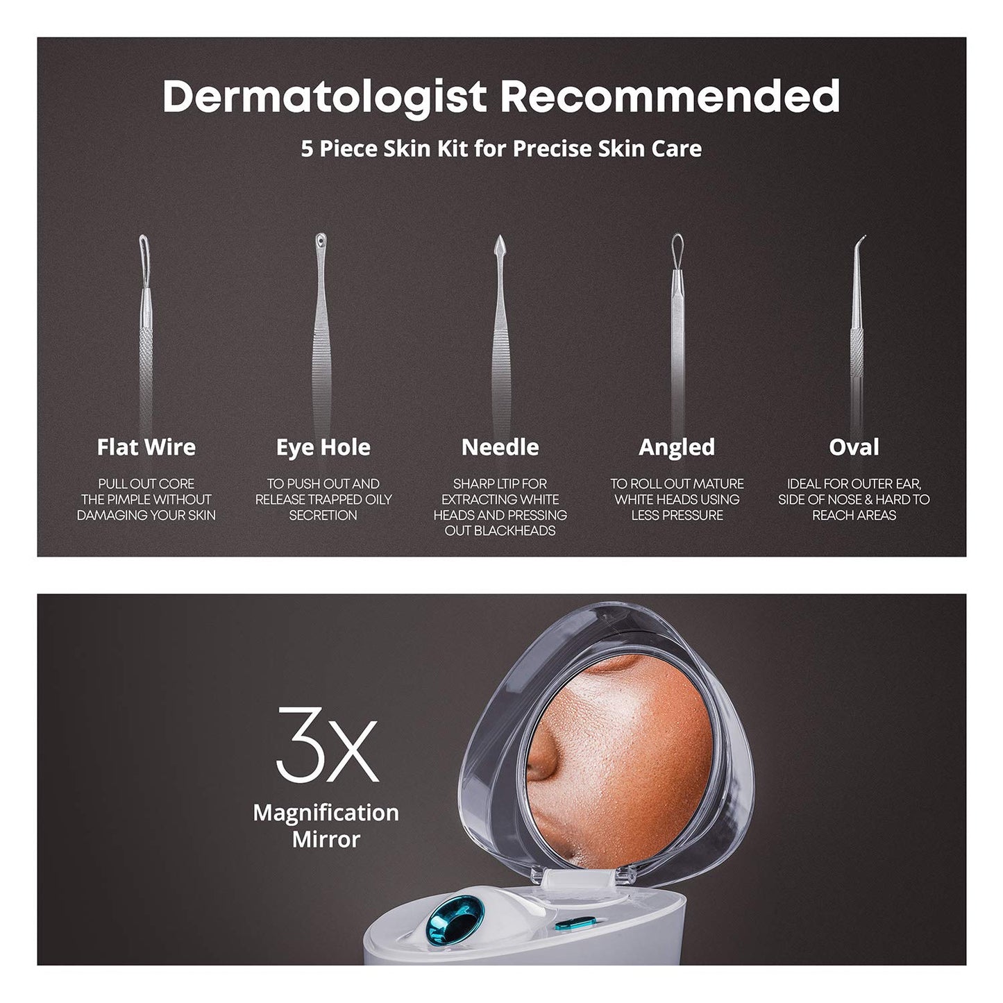 NanoSteamer PRO Professional 4-in-1 Nano Ionic Facial Steamer for Spas - 30 Min Steam Time - Humidifier - Unclogs Pores - Blackheads - Spa Quality - 5 Piece Stainless Steel Skin Kit Included