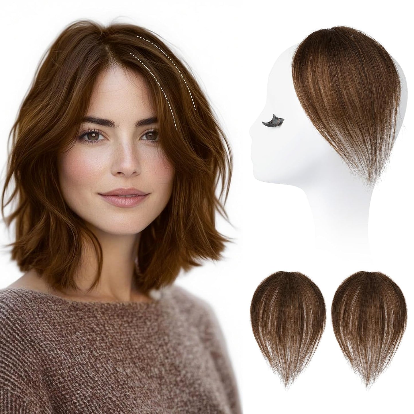 REECHO Clip-In Hair Volumizer - Short Thick Extensions for Thin Hair | Platinum Blonde with Black Strands, 8 Inch
