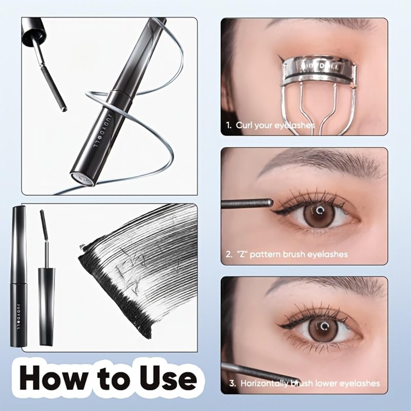3D Curling Eyelash Iron Mascara - Tubing Formula with Ultra Fine Wand | Lengthening, Clump-Free, Waterproof, 0.11oz, Brown