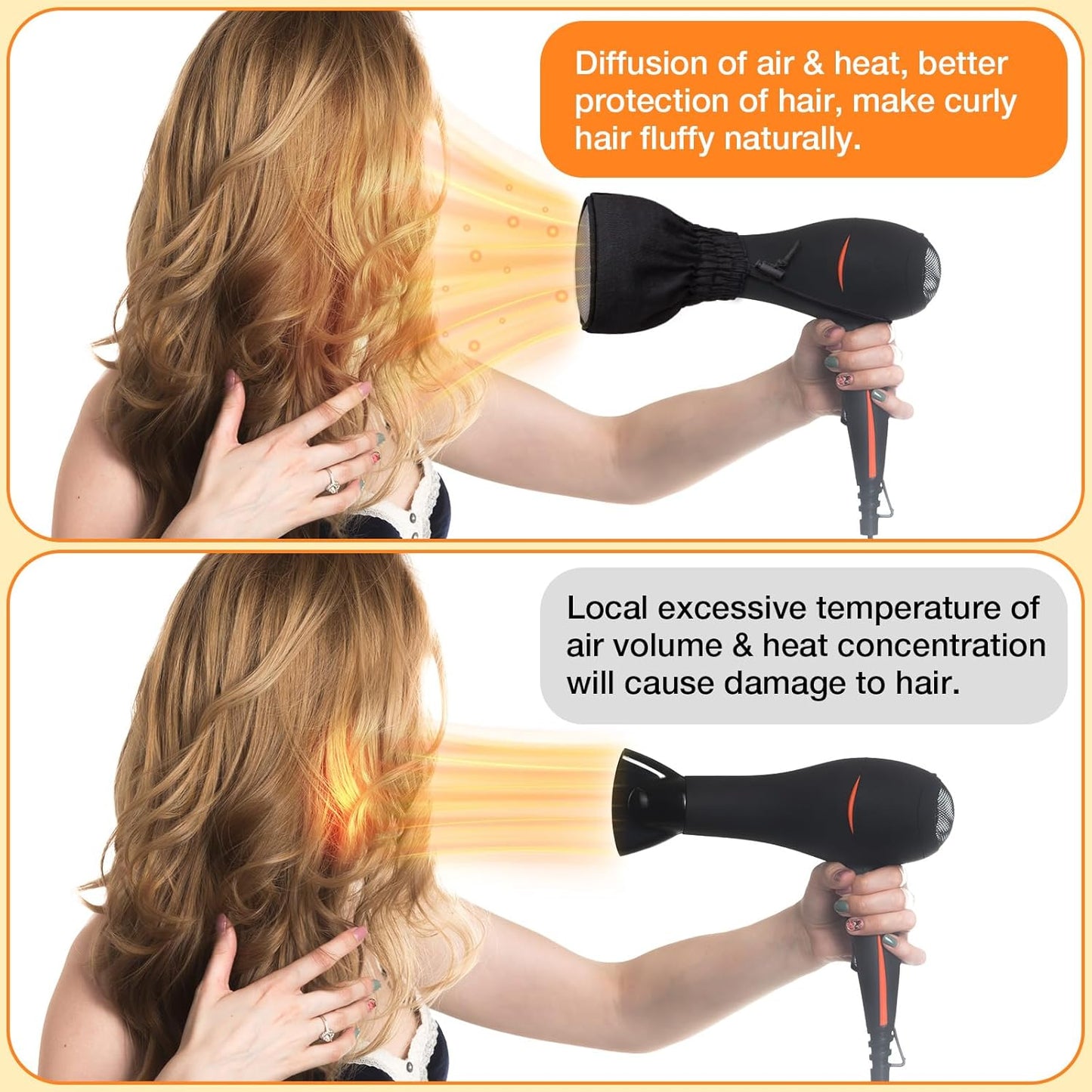 Hair Dryer Diffuser - Universal Double-Layer Nylon Attachment for Curly Hair | Foldable Travel Design with Elastic Band