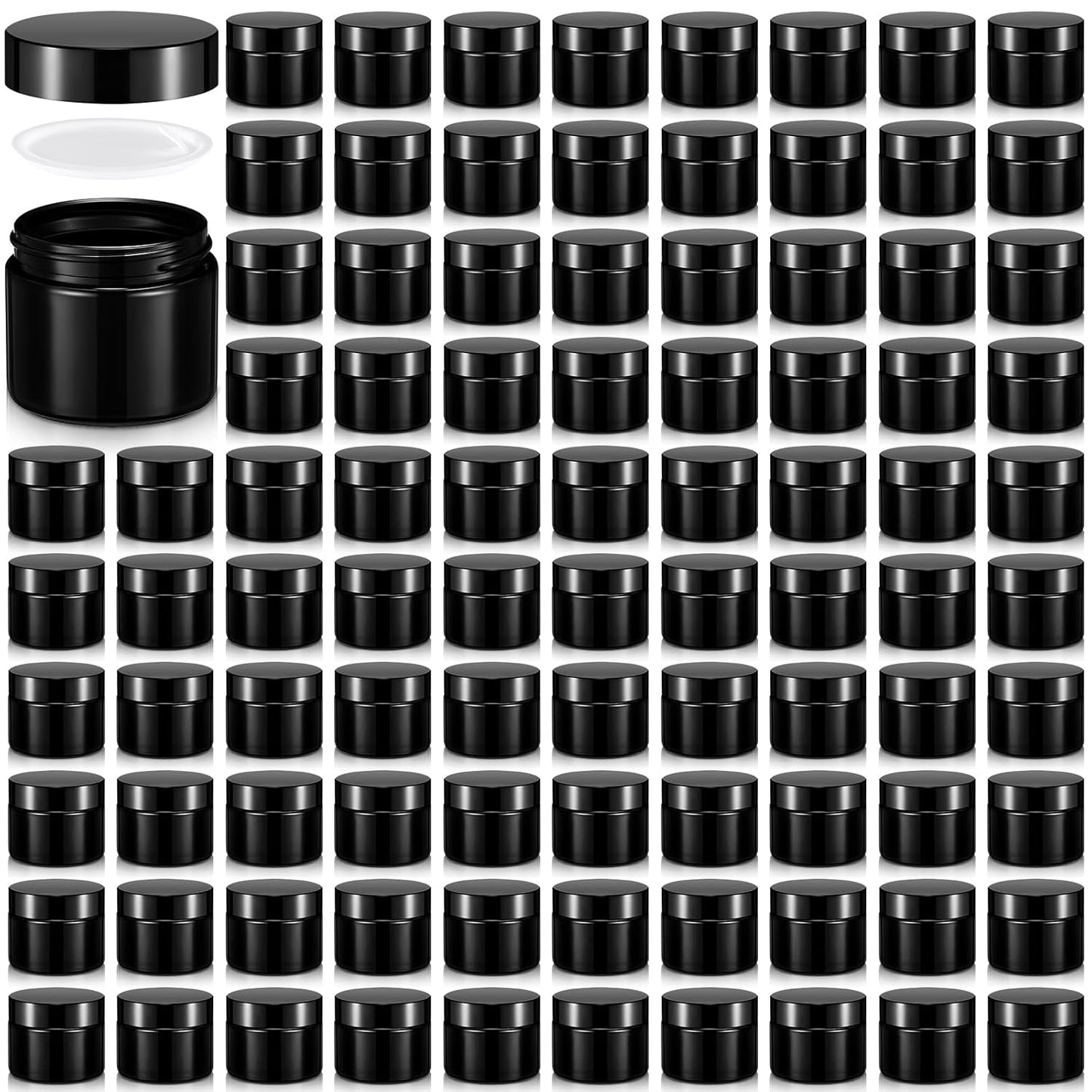 32 Pcs 2 oz Glass Jars - Leakproof Travel Size Cosmetic Containers for Makeup, Creams & DIY (Pea Green)