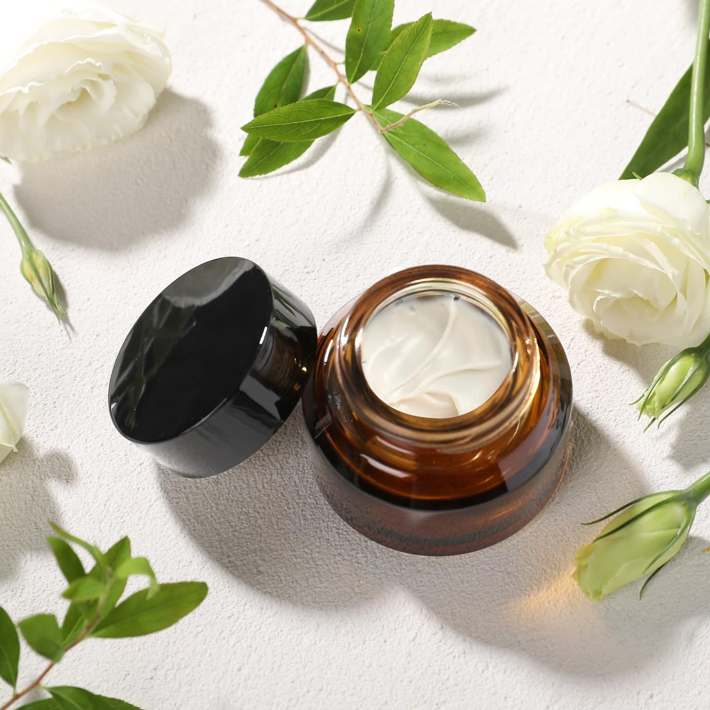 1 oz Glass Cosmetic Jars with Lids,3 Pack Amber Small Glass Jars with Lids,30 ml Empty Glass Makeup Containers for Sample, Cream, Lotion (1 oz, Amber)