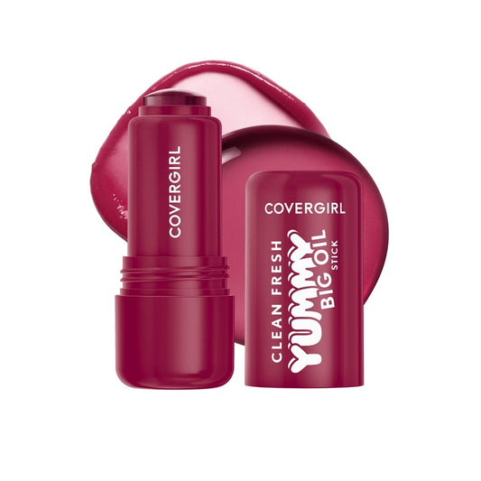 COVERGIRL Clean Fresh Yummy Big Oil Stick, Flavored Lip Oil, Dewy Finish, Non-Greasy - 130 Berry Big Deal (Sheer Rich Berry)
