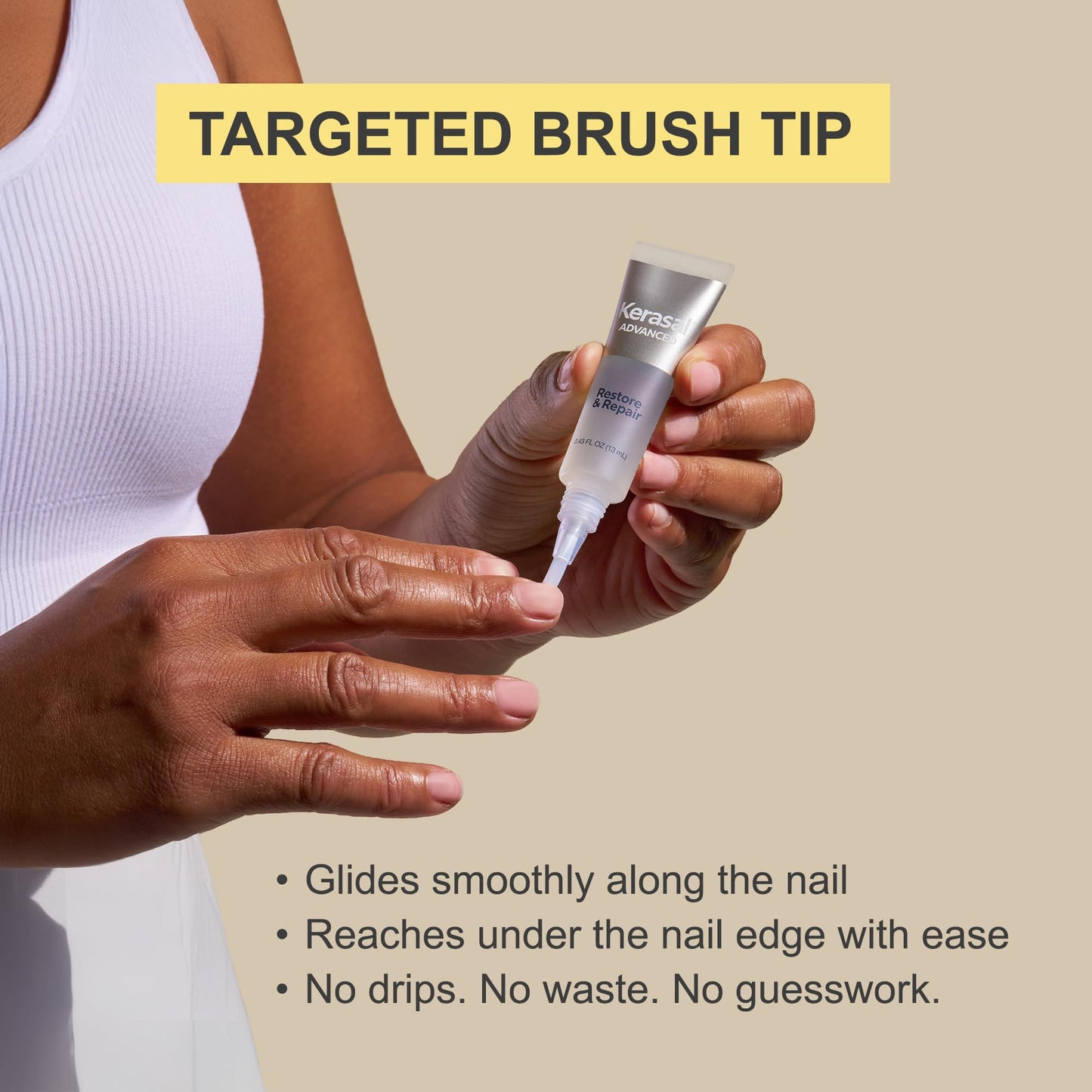 Kerasal Restore & Repair Nail Care Brush - Controlled Nail Repair for Damaged Nails, Quickly Improves Appearance and Smooths Uneven Texture, 0.43 fl oz, Includes 2 Applicators