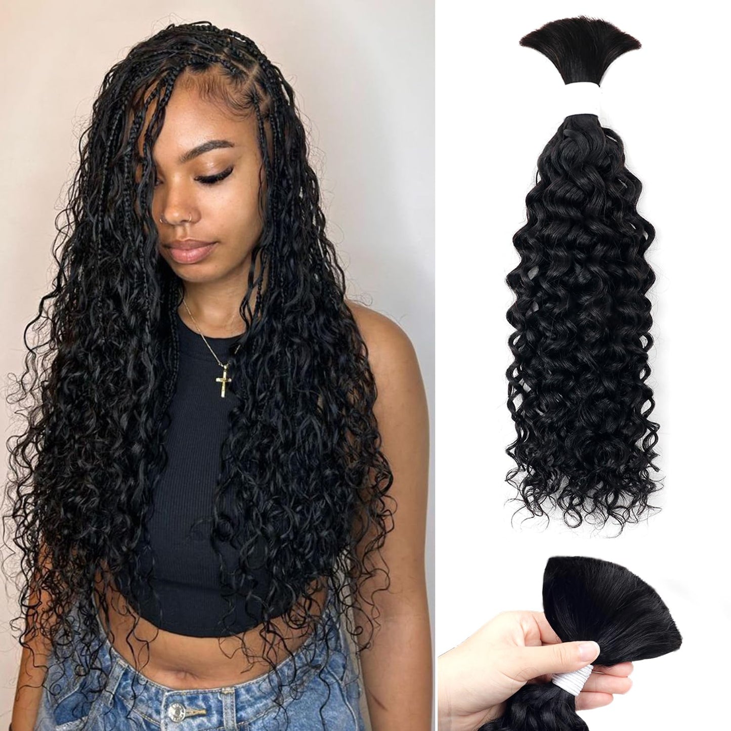 Body Wave Curly 4/27 Human Braiding Hair - 100g One Bundle for Boho Braids | 18 Inch
