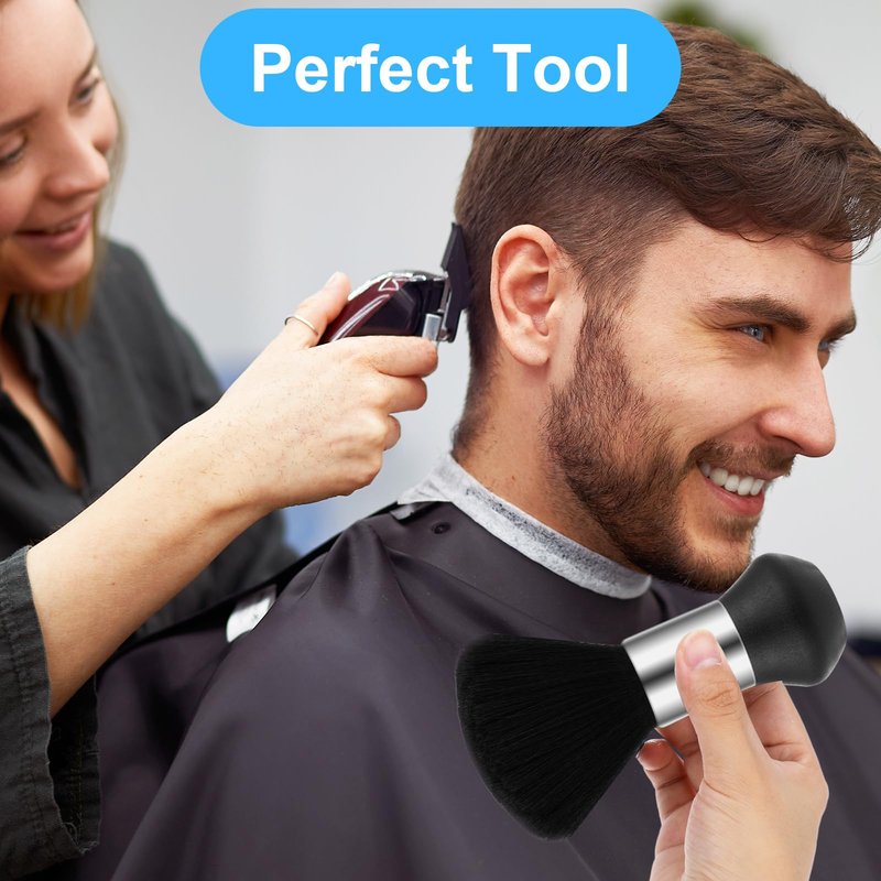 3 Pcs Neck Duster Soft Barber Brush Practical Barber Accessories Nylon Brush For Haircut Hair Styling Hair Cleaning Supplies(Black)