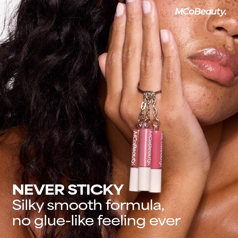 MCoBeauty Lip Gloss Trio - Keychain Lip Gloss Set of 3 Mini Glosses