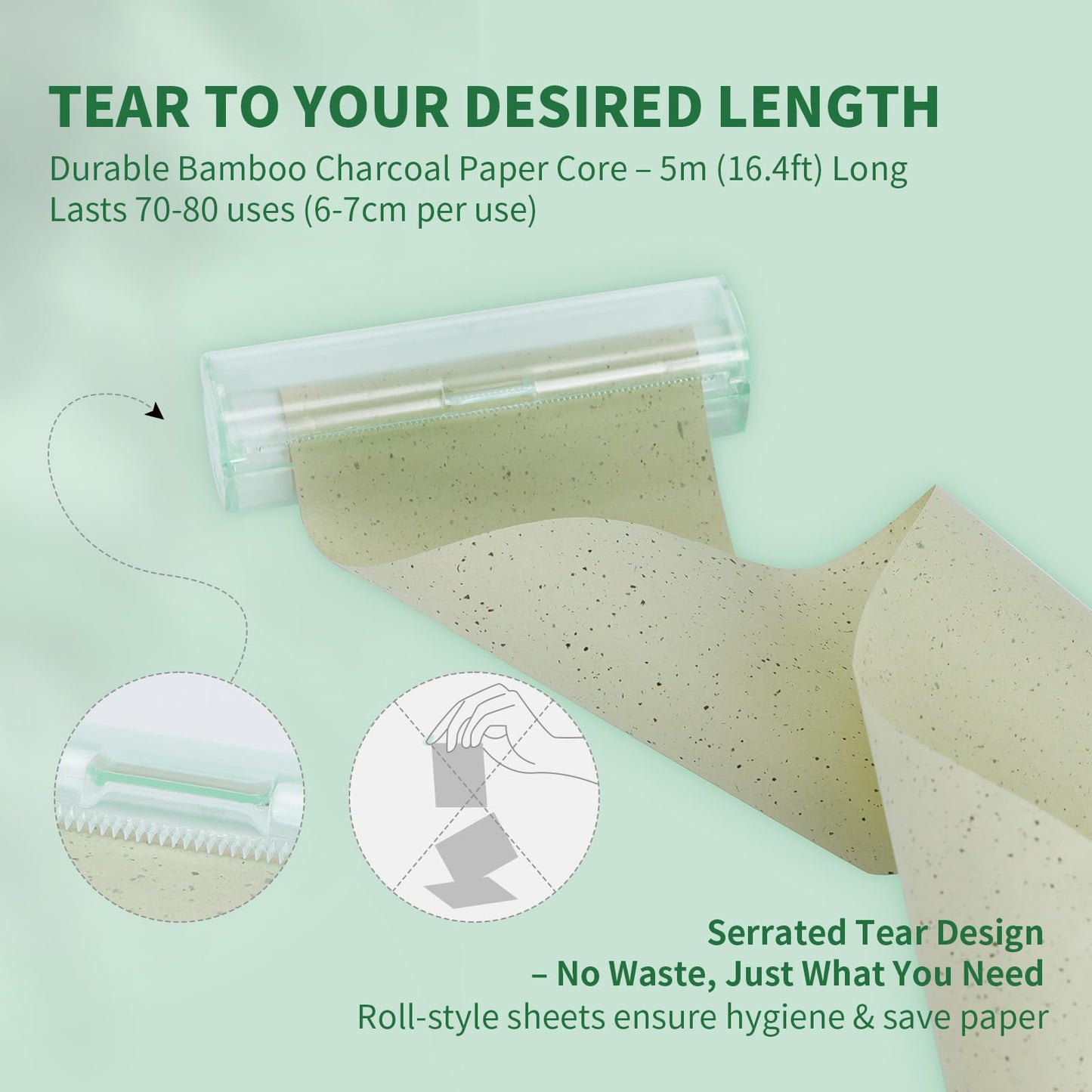 DUcare Oil Blotting Sheets 15M, 3 Roll Green Tea Refillable Oil Absorbing Paper for Oily Skin, On-the-Go Face Blotting Papers for Shine Control, Natural Skin-Friendly Blotting Sheets