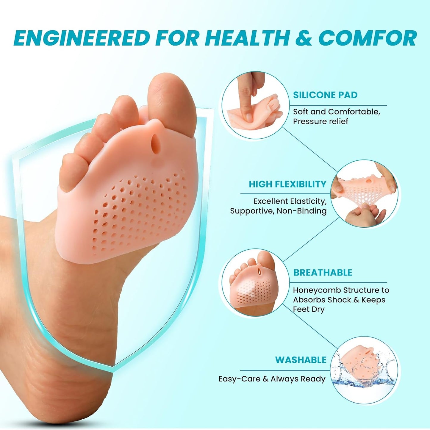 Toe Separators & Metatarsal Pads - 8 Pcs Gel Toe Spacers for Pain Relief | Soft Cushions for Metatarsalgia & Morton's Neuroma