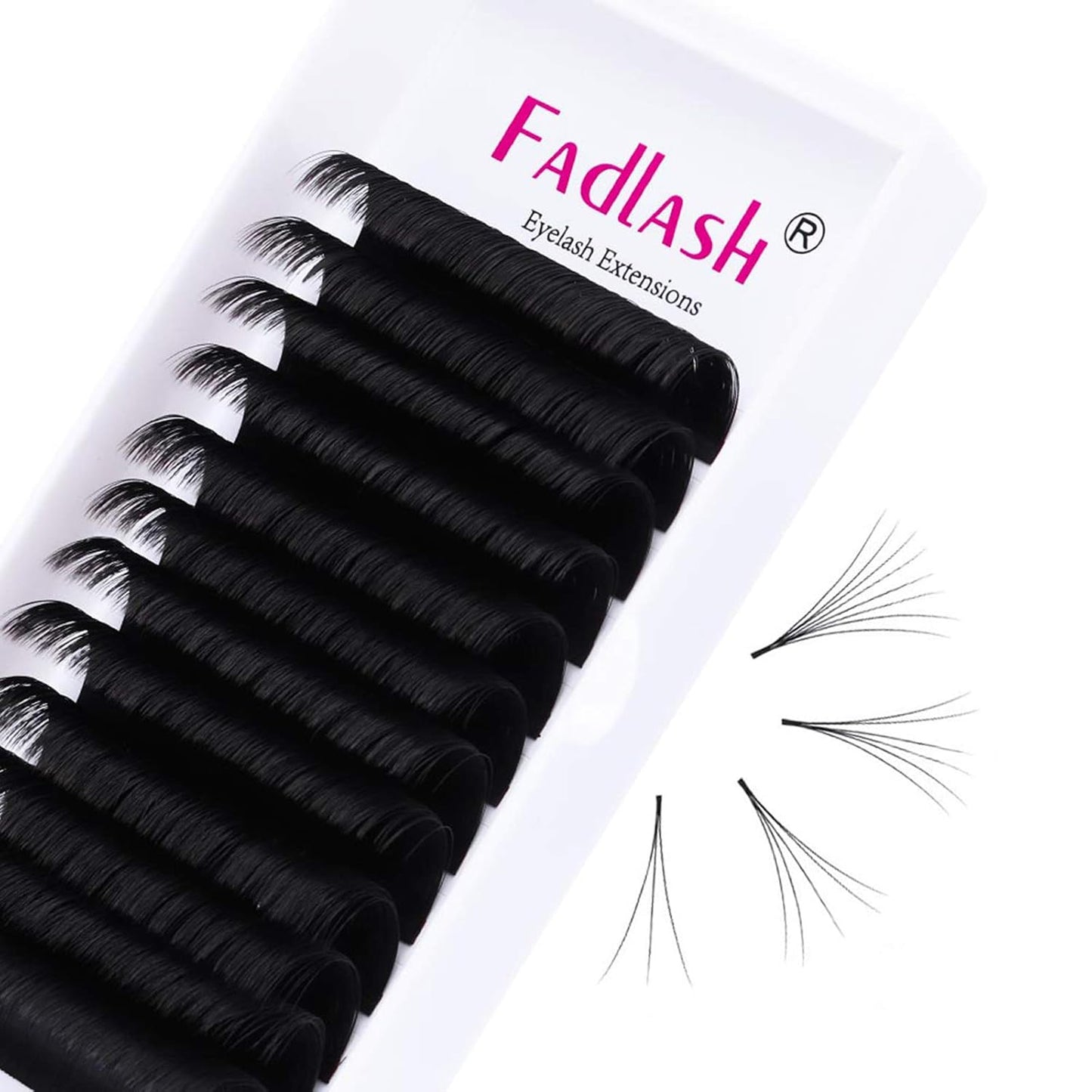 Easy Fan Lash Extensions - D Curl 0.07 Volume Mixed Trays | Soft Individual Lashes 8-14mm