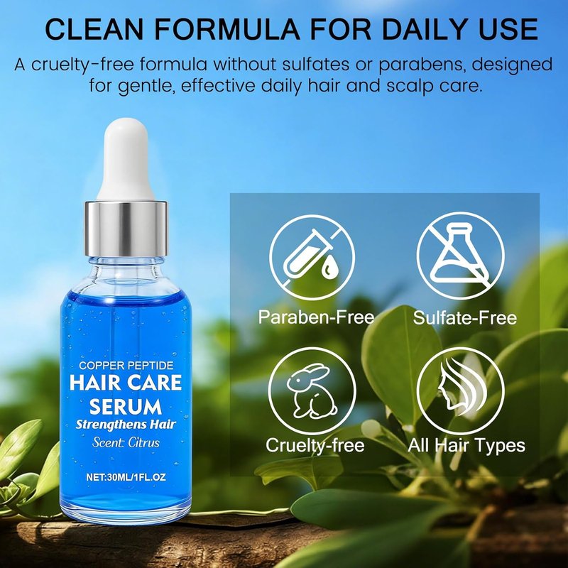 Copper Peptide Hair Growth Serum - Strengthen & Nourish Hair with Licorice Root & Ginseng | 1 Fl Oz