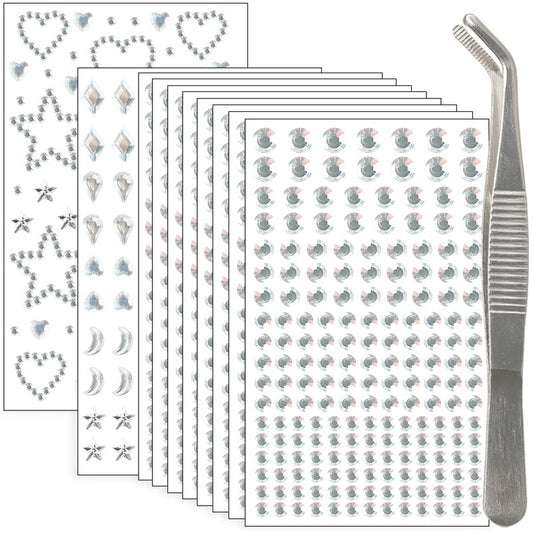 Hair Gems - 1760 Pcs Self-Adhesive Clear Rhinestones for Face, Body & Nail Art | Festival & Halloween Makeup