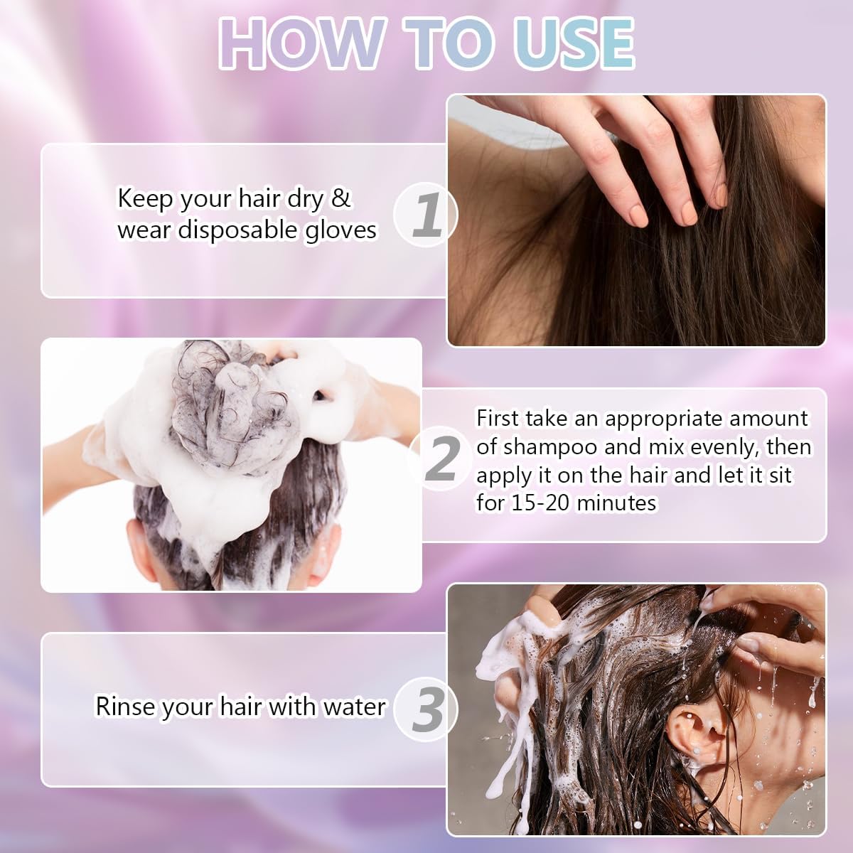 Instant Hair Color Shampoo - Herbal Formula for Gray Coverage | At-Home Hair Care for Men & Women (Black)