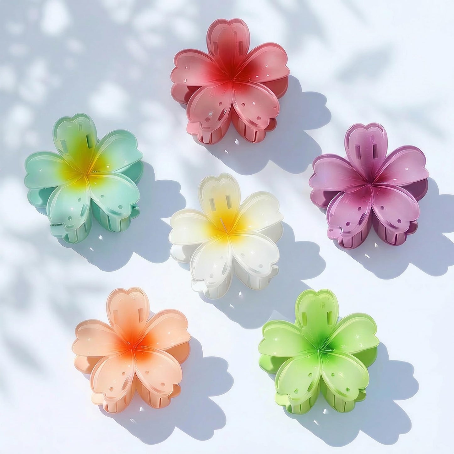 SMKSL 6 Pcs Flower Hair Claw Clips for Women Hawaiian Large Hair Clips for Thick Thin Curly Hair, Strong Hold & Non-Slip, Stylish Medium Beach Hair Accessories for Women Girls (Hawaiian)