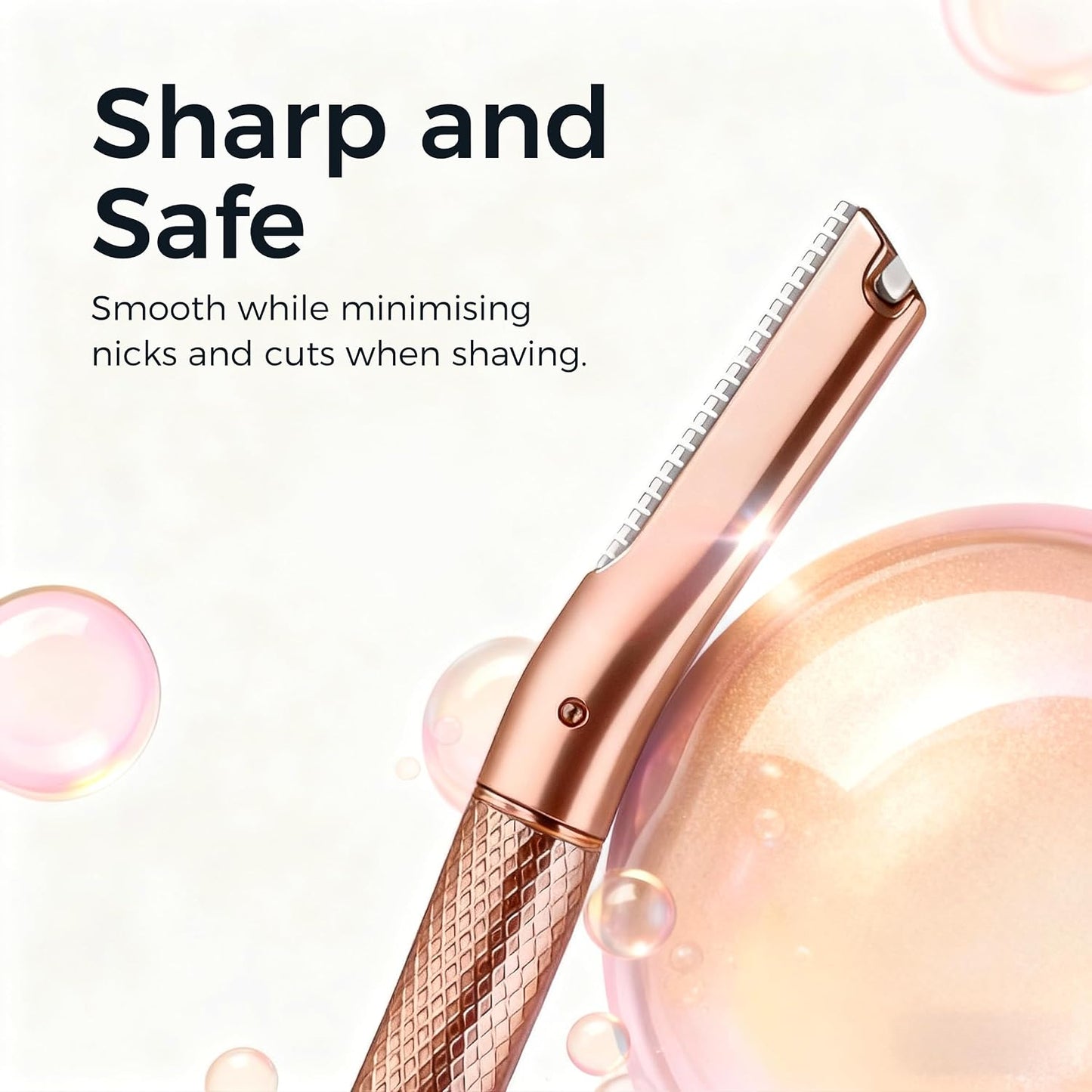 Eyebrow Razor - Precision Face Trimmer for Men & Women - Rose Gold | 6 Blades, Reusable Handle, Compact Design