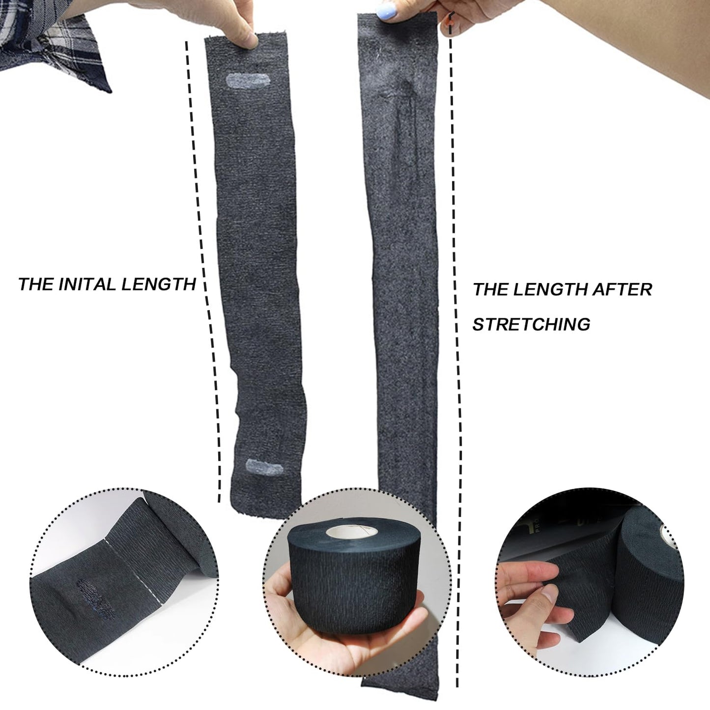 100 Pcs/Roll Barber Neck Paper Professional Disposable Black Waterproof Stretchy Band Neck Strip for Salon Haircut Styling