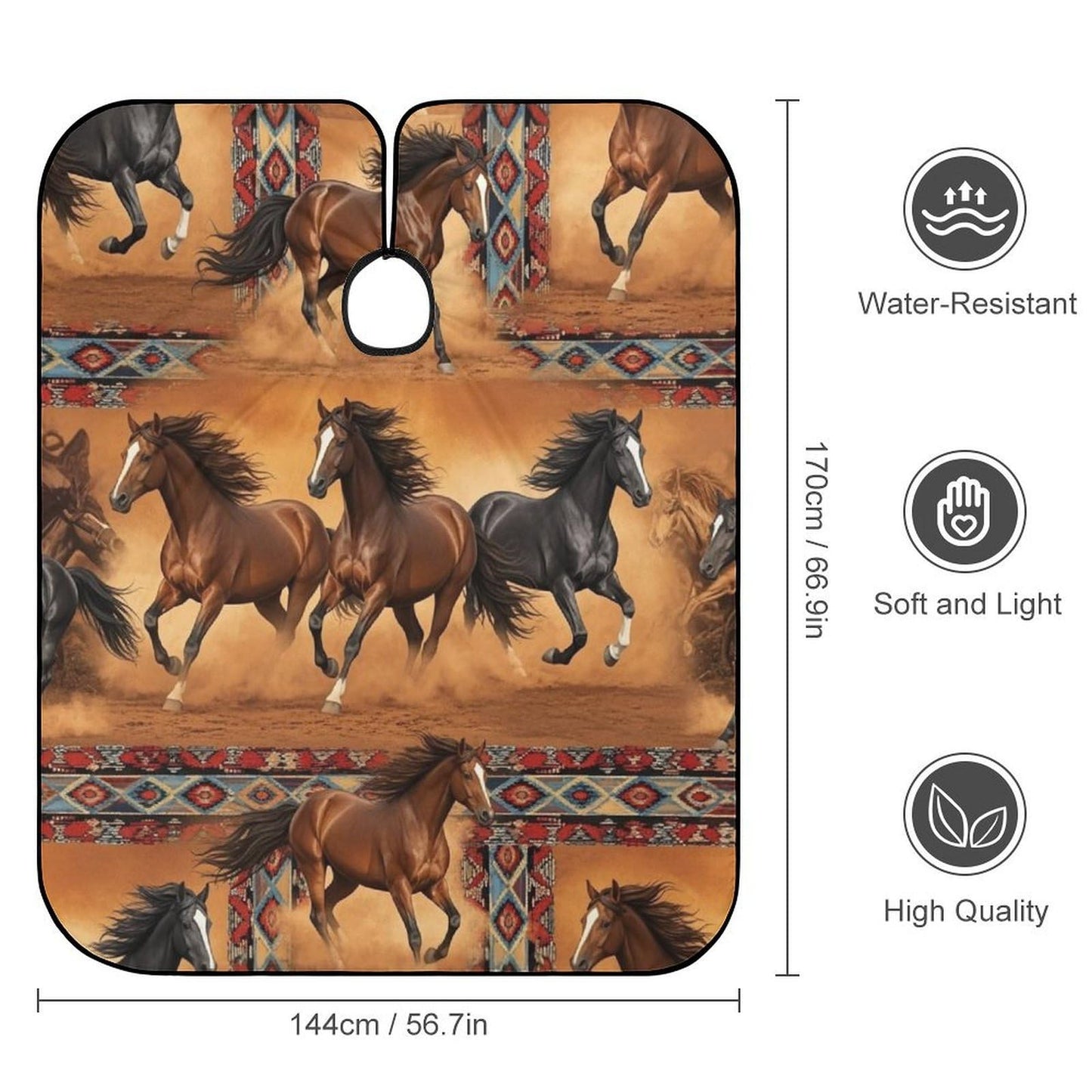 Stylish Professional Hair Cutting Cape Fashionable Salon Barber Cape with Adjustable Closure Western Native Horse