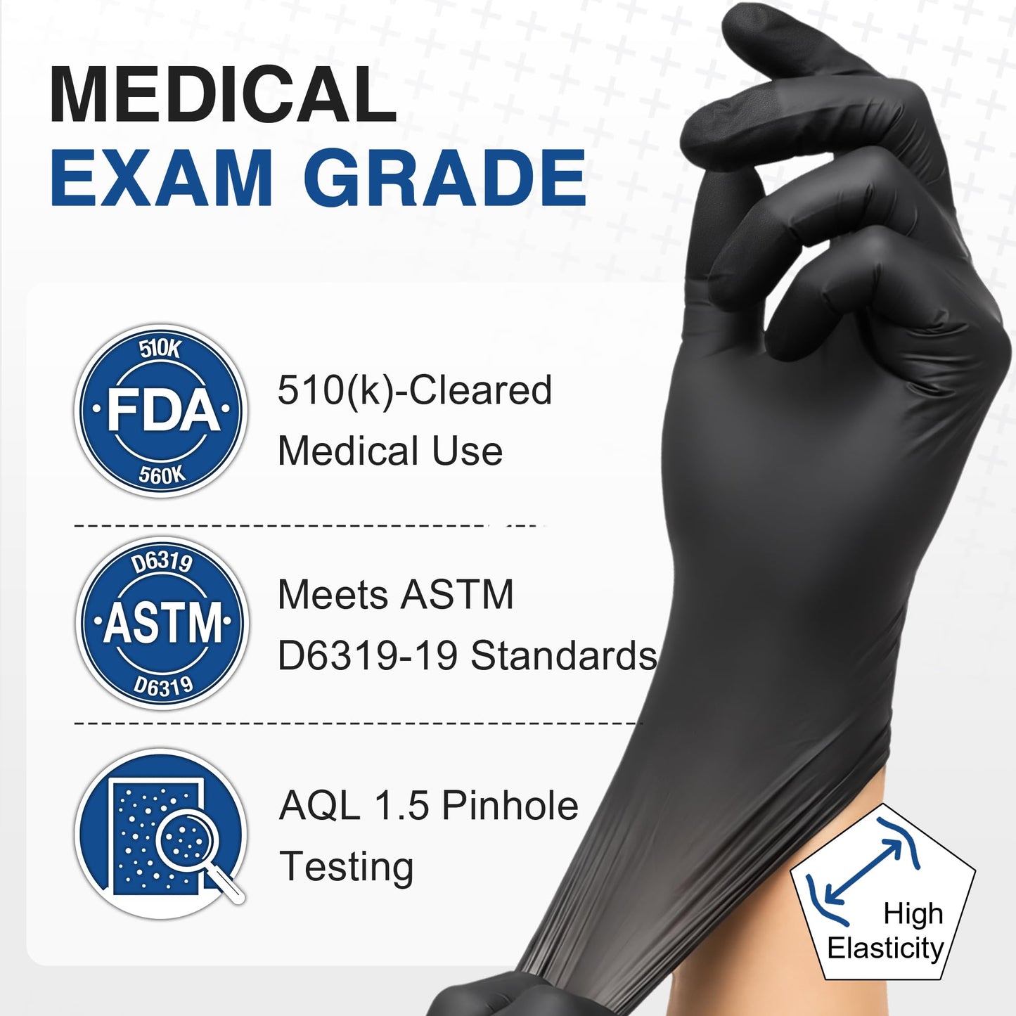 Schneider Medical Nitrile Exam Gloves, Black Latex Free Powder Free Disposable Gloves for Medical, Cooking, Cleaning, and Food Prep (Large, 100)