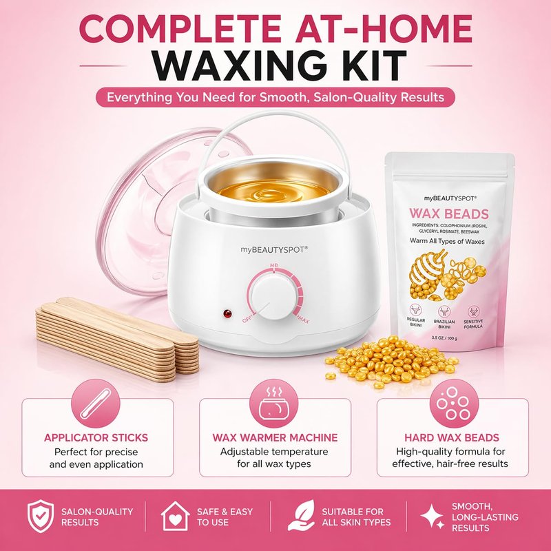 My Beauty Spot Wax Warmer for Hair Removal Kit - Electric Wax Machine for Women at Home - Full Body Bikini Brazilian - Includes Hard Wax Beads & Applicator Sticks