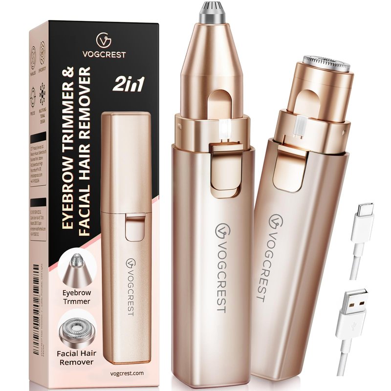 VG VOGCREST Rechargeable Facial Hair Remover for Women: 2 in 1 Electric Facial Body Hair Remover