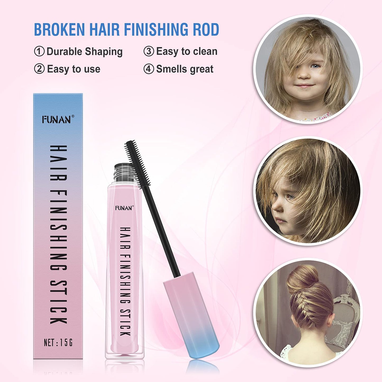 Hair Finishing Stick - Flyaway Tamer & Edge Control Wand for Women | Non-Greasy, Travel Size 2 Pack