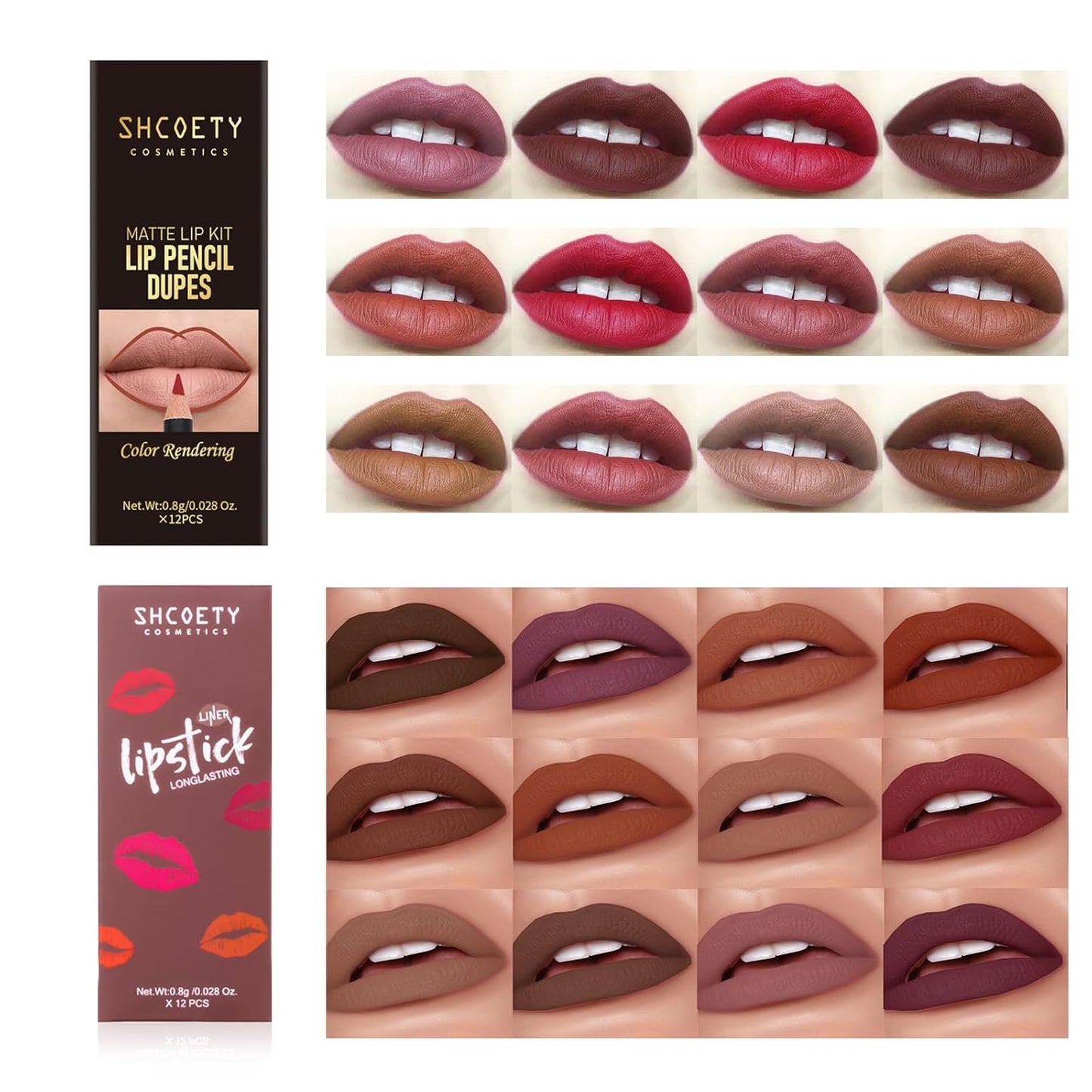 Matte Lip Liner Set - 24 Pcs Waterproof Longwear Lip Pencils for Smooth, High Pigment Makeup | Natural Colors