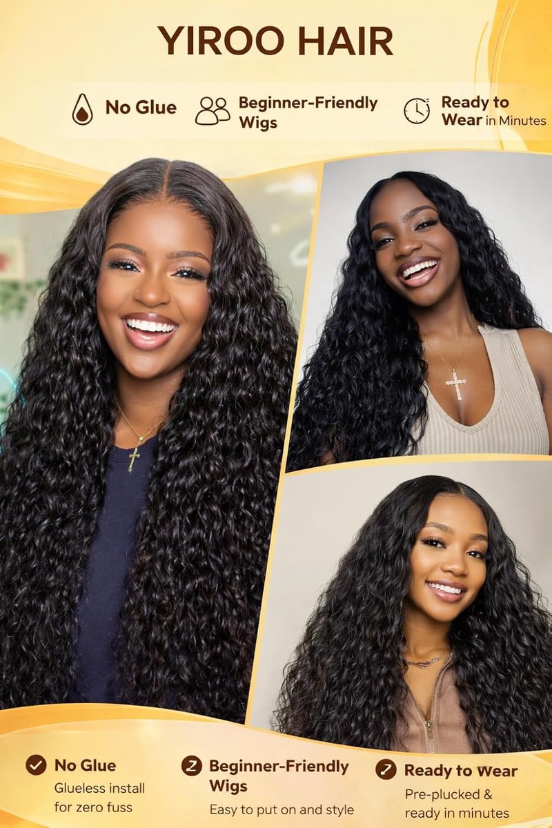 Water Wave Lace Front Wig - 150% Density, Pre-Plucked, Glueless Synthetic Hair | 30-Inch Length